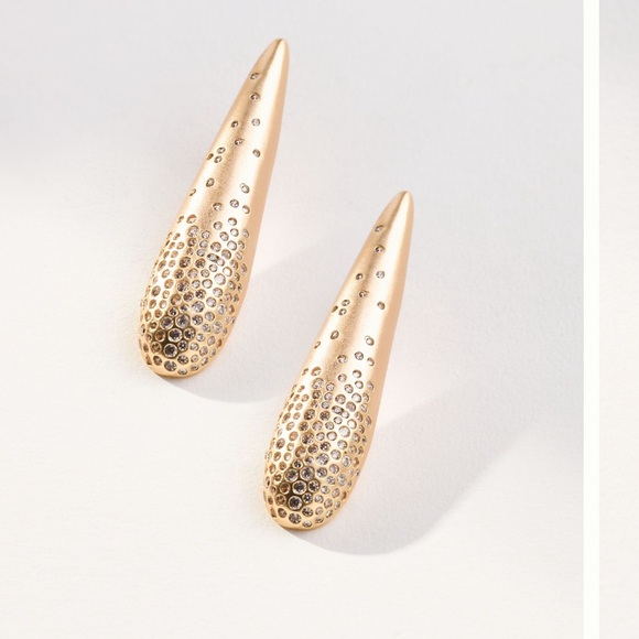 Anthropologie Jewelry - Anthropologie Pave Triangle Drop Earrings Gold NWT